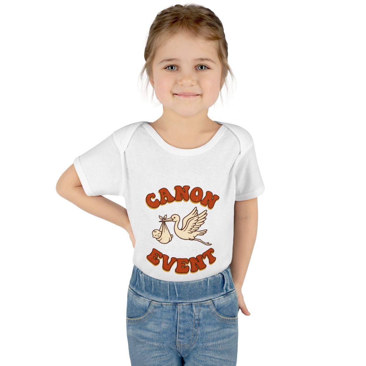 Canon Event onesie – Worn by a baby