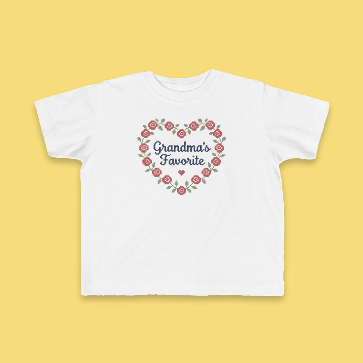 Grandma's Favorite toddler tee – Flat on yellow background