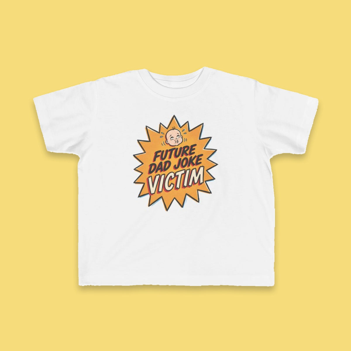 Future Dad Joke Victim toddler tee – Flat on yellow background