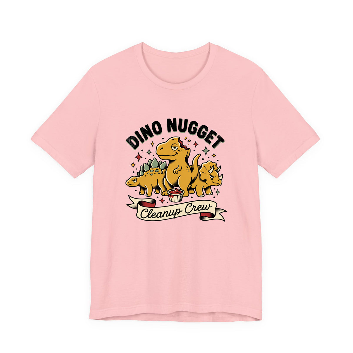 Dino Nugget Cleanup Crew adult tee – Pink shirt