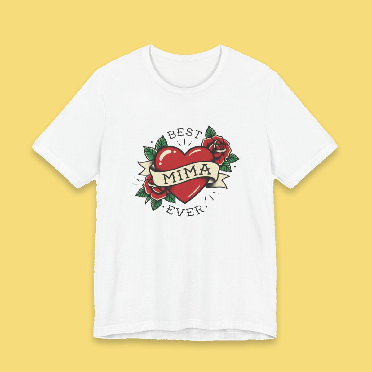 Best Mima Ever adult tee – Flat on yellow background