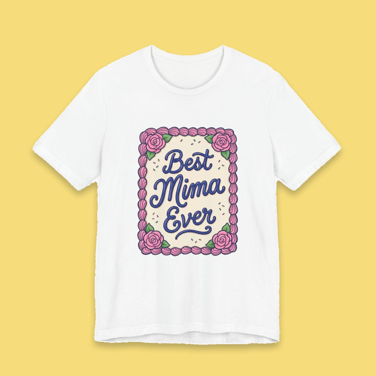 Best Mima Ever adult tee – Flat on yellow background