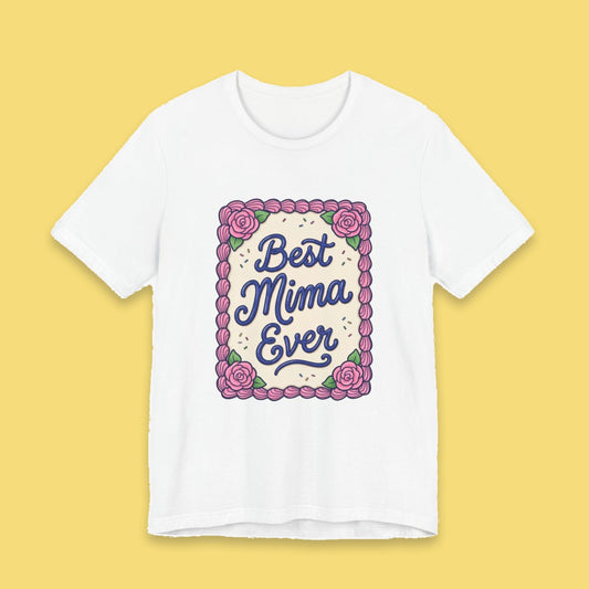 Best Mima Ever adult tee – Flat on yellow background
