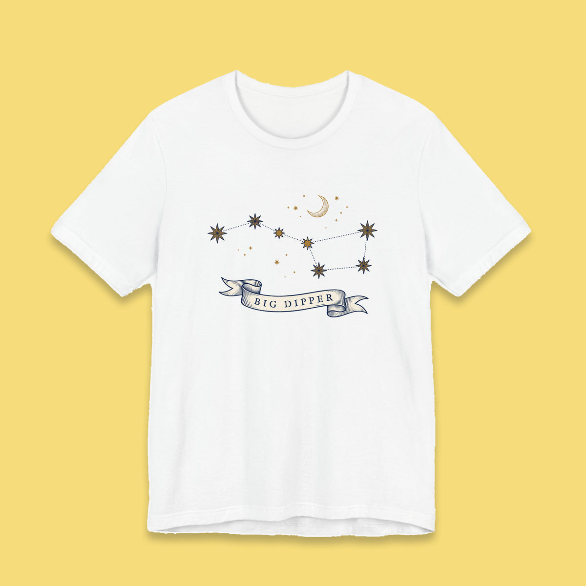 Big Dipper adult tee – Flat on yellow background