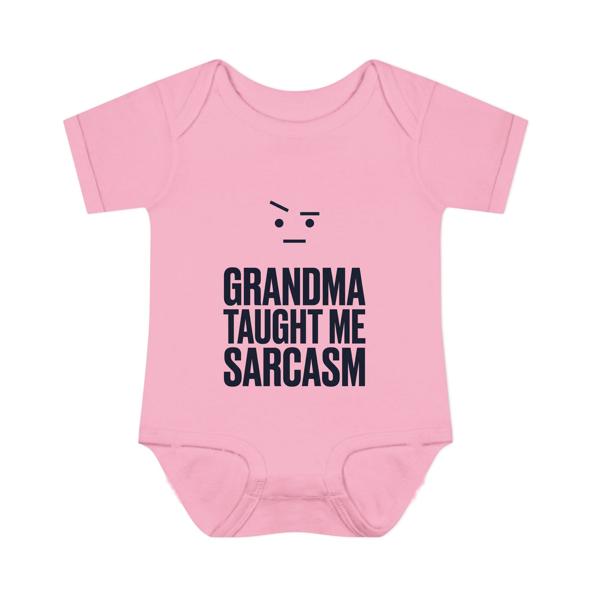 Grandma Taught Me Sarcasm onesie – Pink shirt