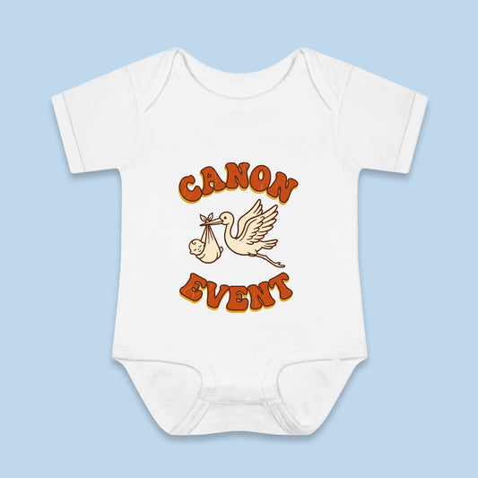 Canon Event onesie – Flat on blue background