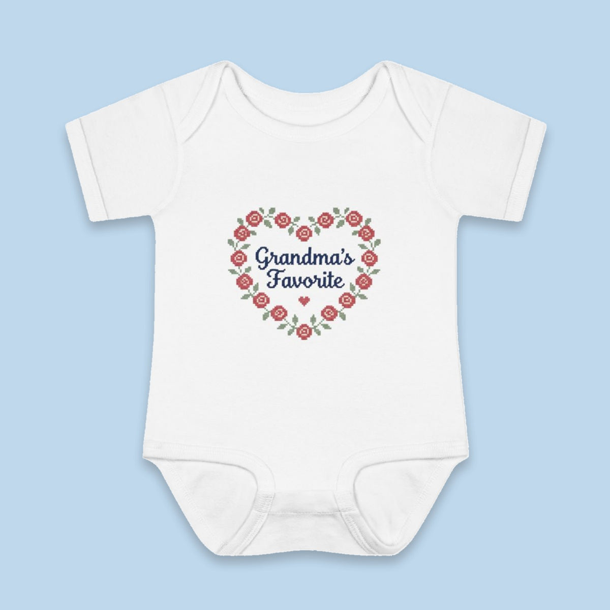 Grandma's Favorite onesie – Flat on blue background