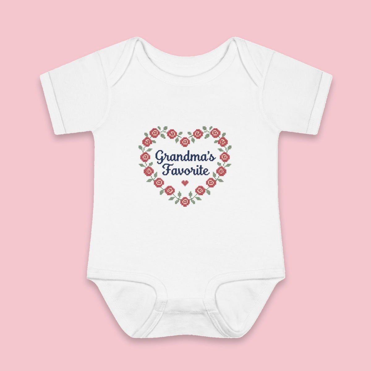 Grandma's Favorite onesie – Flat on pink background