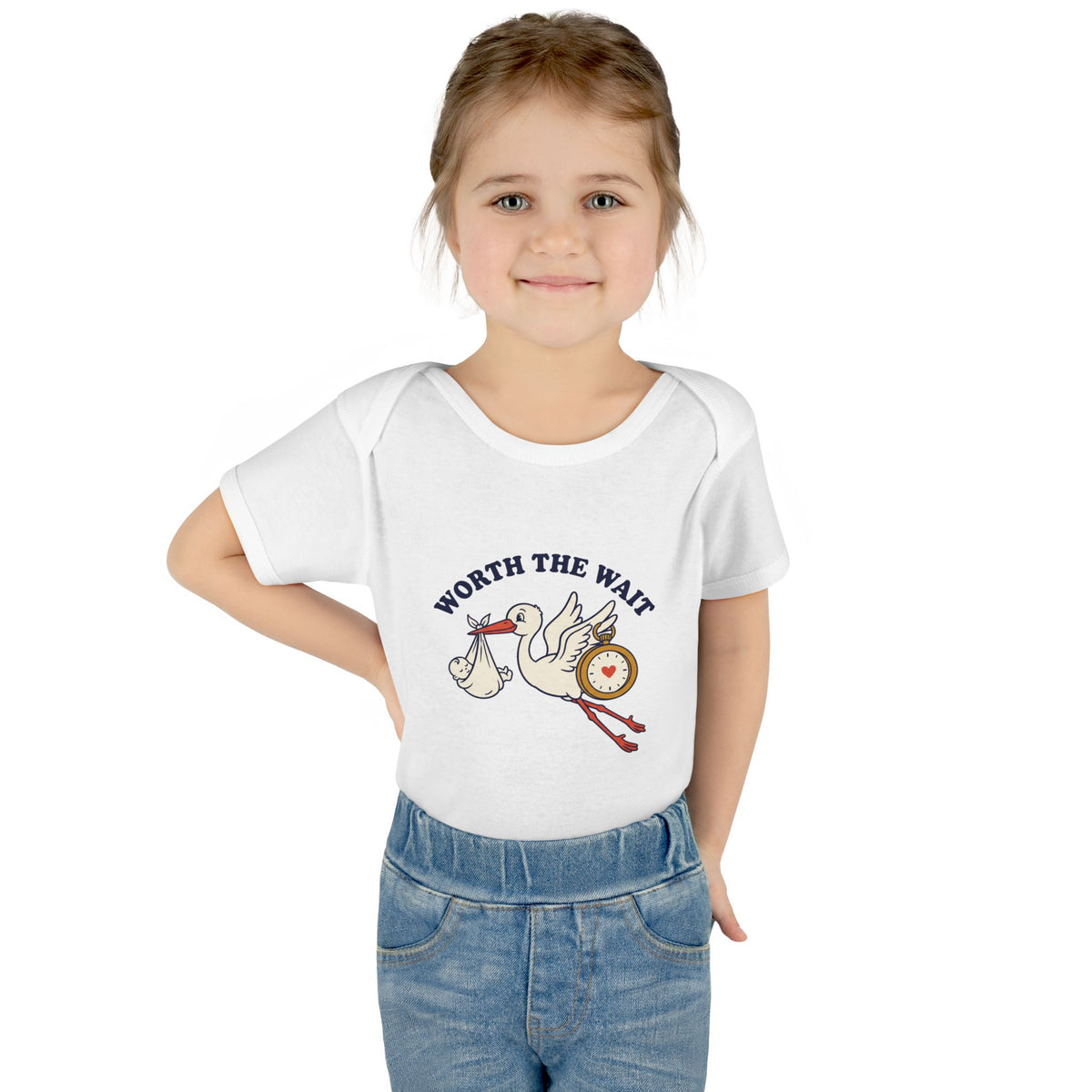 Worth the Wait onesie – Worn by a baby