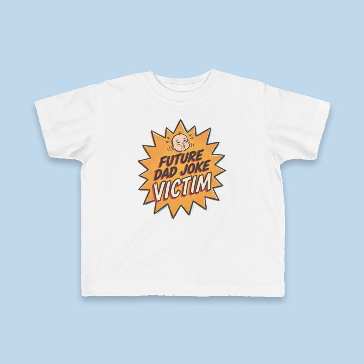 Future Dad Joke Victim toddler tee – Flat on blue background