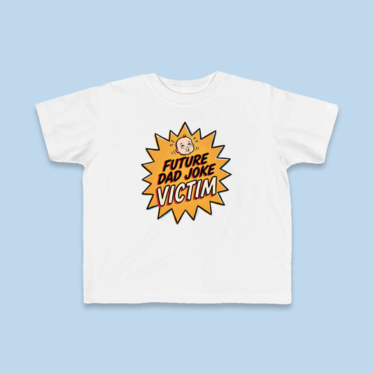 Future Dad Joke Victim toddler tee – Flat on blue background