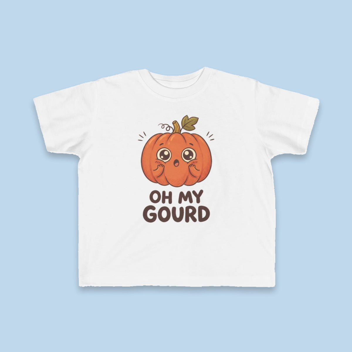 Oh My Gourd toddler tee – Flat on blue background
