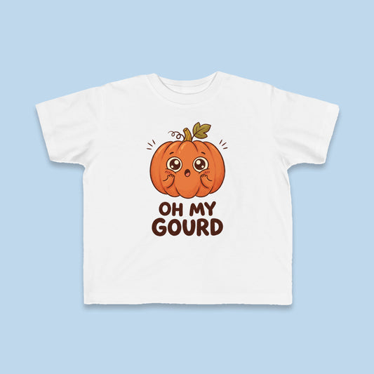Oh My Gourd toddler tee – Flat on blue background