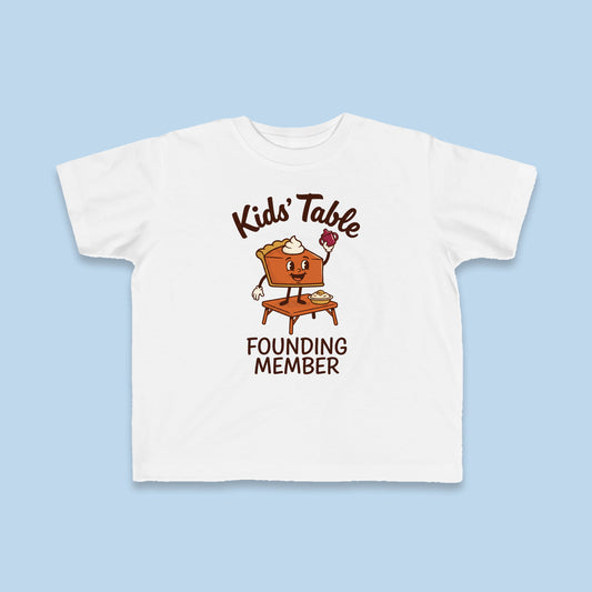 Kids' Table Founding Member toddler tee – Flat on blue background