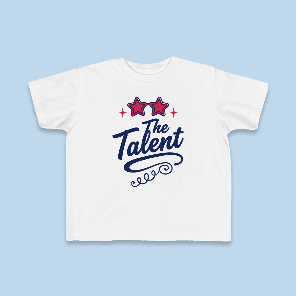 The Talent toddler tee – Flat on blue background