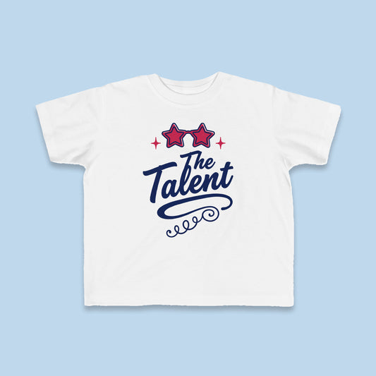 The Talent toddler tee – Flat on blue background
