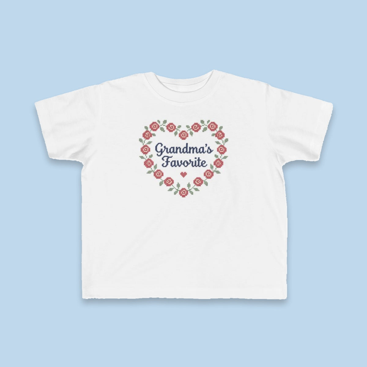 Grandma's Favorite toddler tee – Flat on blue background