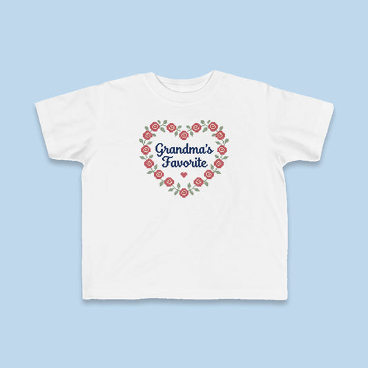 Grandma's Favorite toddler tee – Flat on blue background