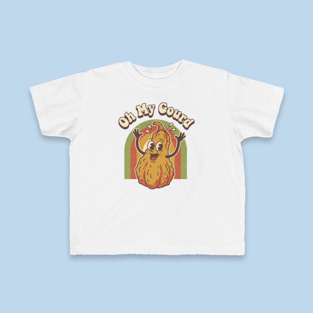 Oh My Gourd toddler tee – Flat on blue background