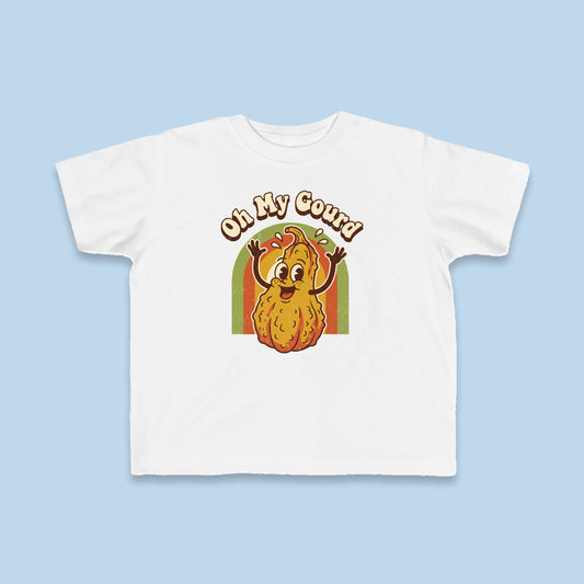 Oh My Gourd toddler tee – Flat on blue background