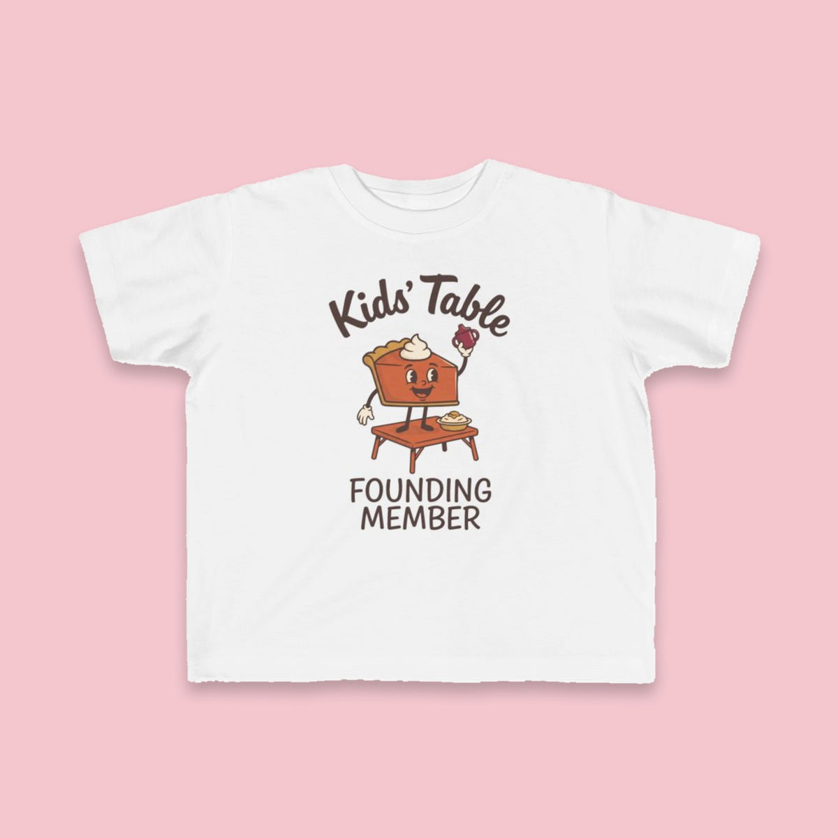 Kids' Table Founding Member toddler tee – Flat on pink background