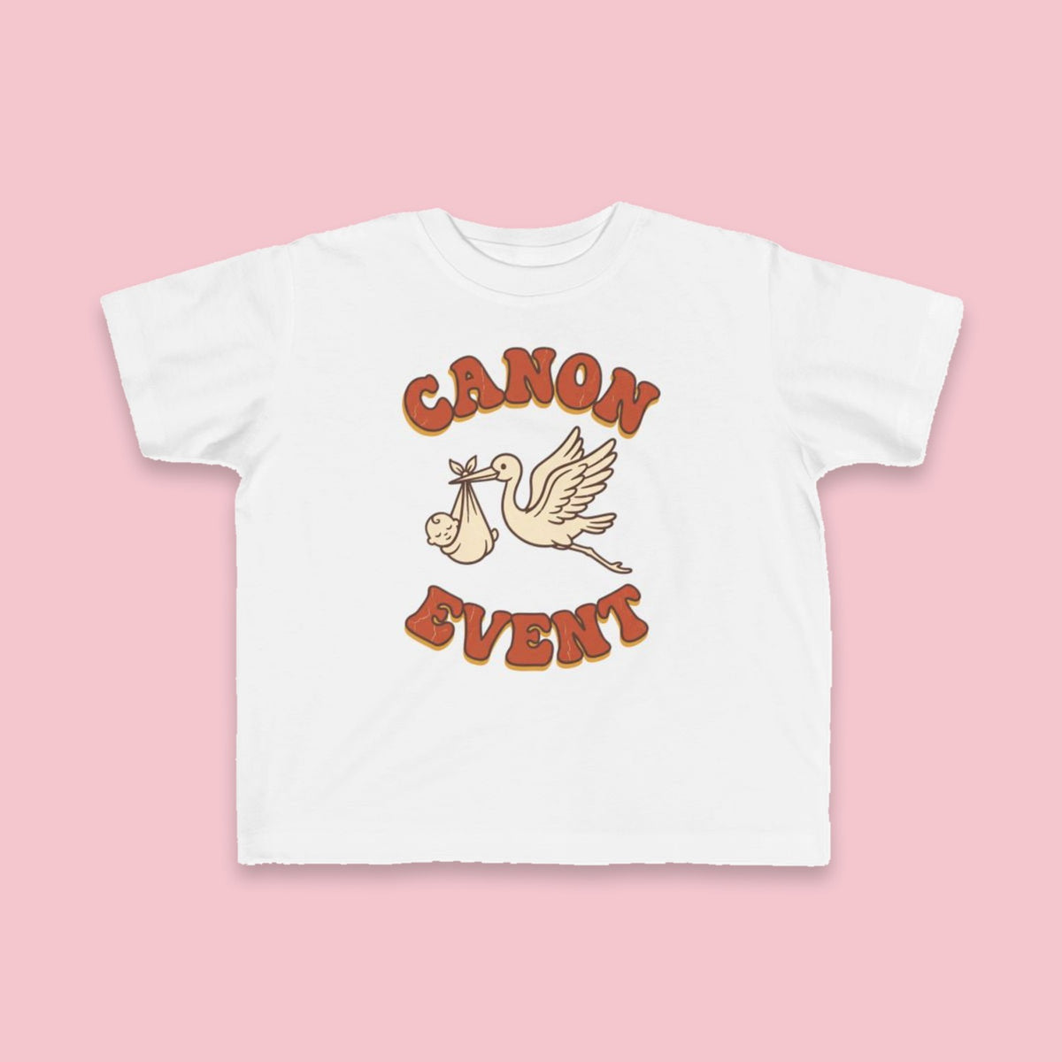 Canon Event toddler tee – Flat on pink background