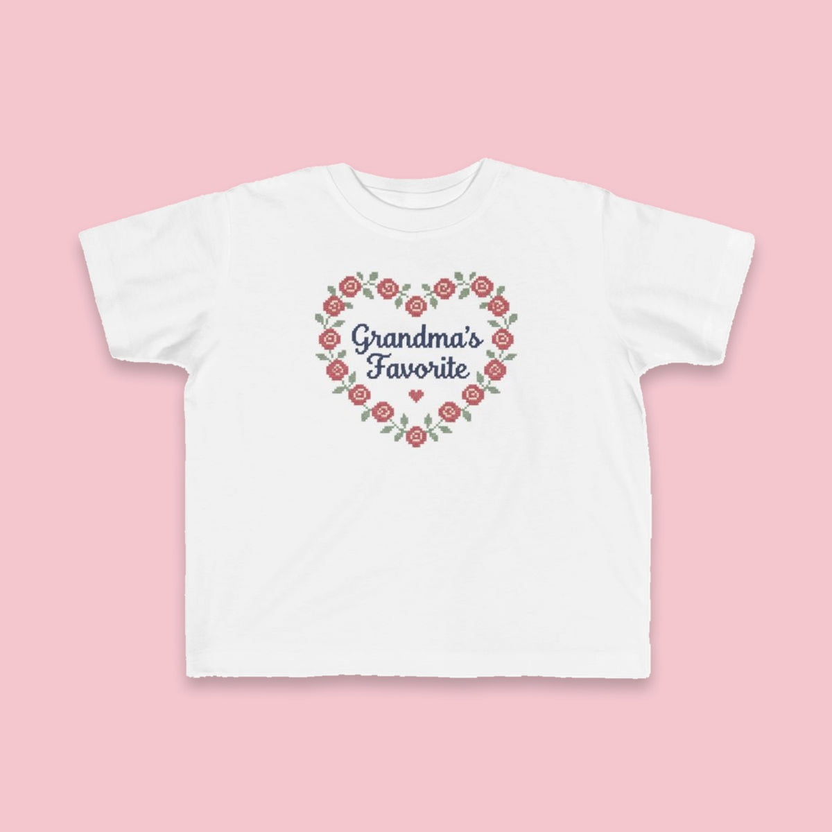 Grandma's Favorite toddler tee – Flat on pink background