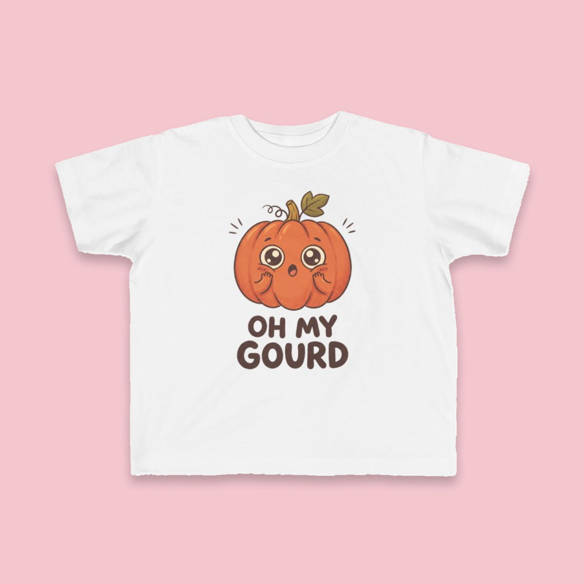 Oh My Gourd toddler tee – Flat on pink background