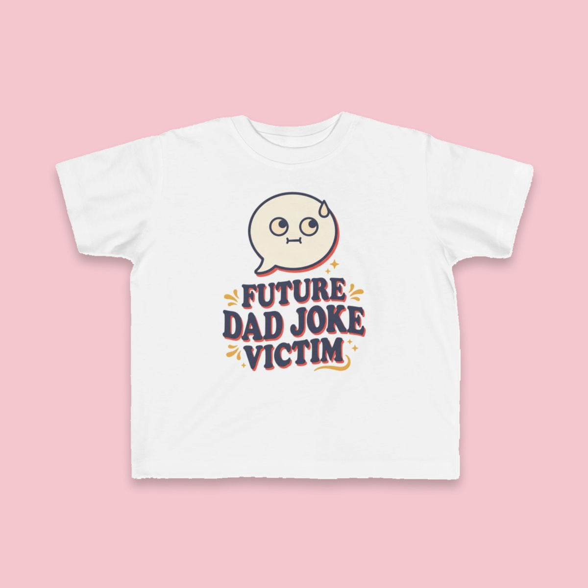Future Dad Joke Victim toddler tee – Flat on pink background