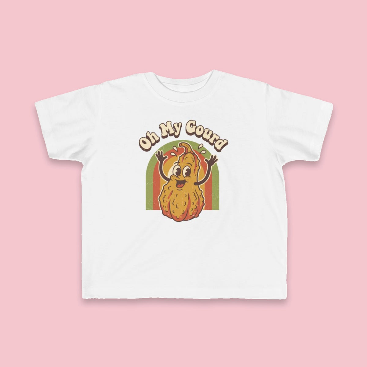 Oh My Gourd toddler tee – Flat on pink background