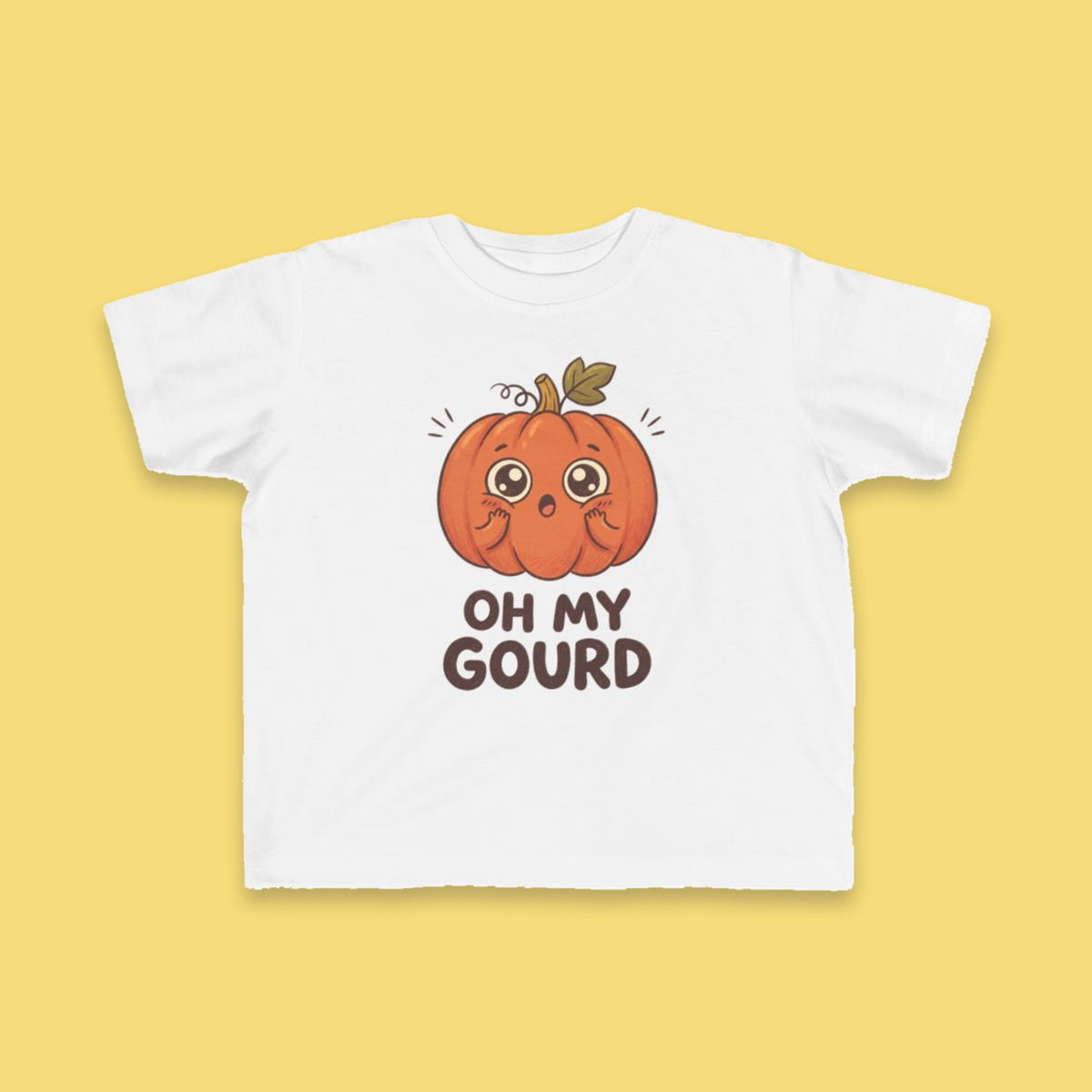 Oh My Gourd toddler tee – Flat on yellow background