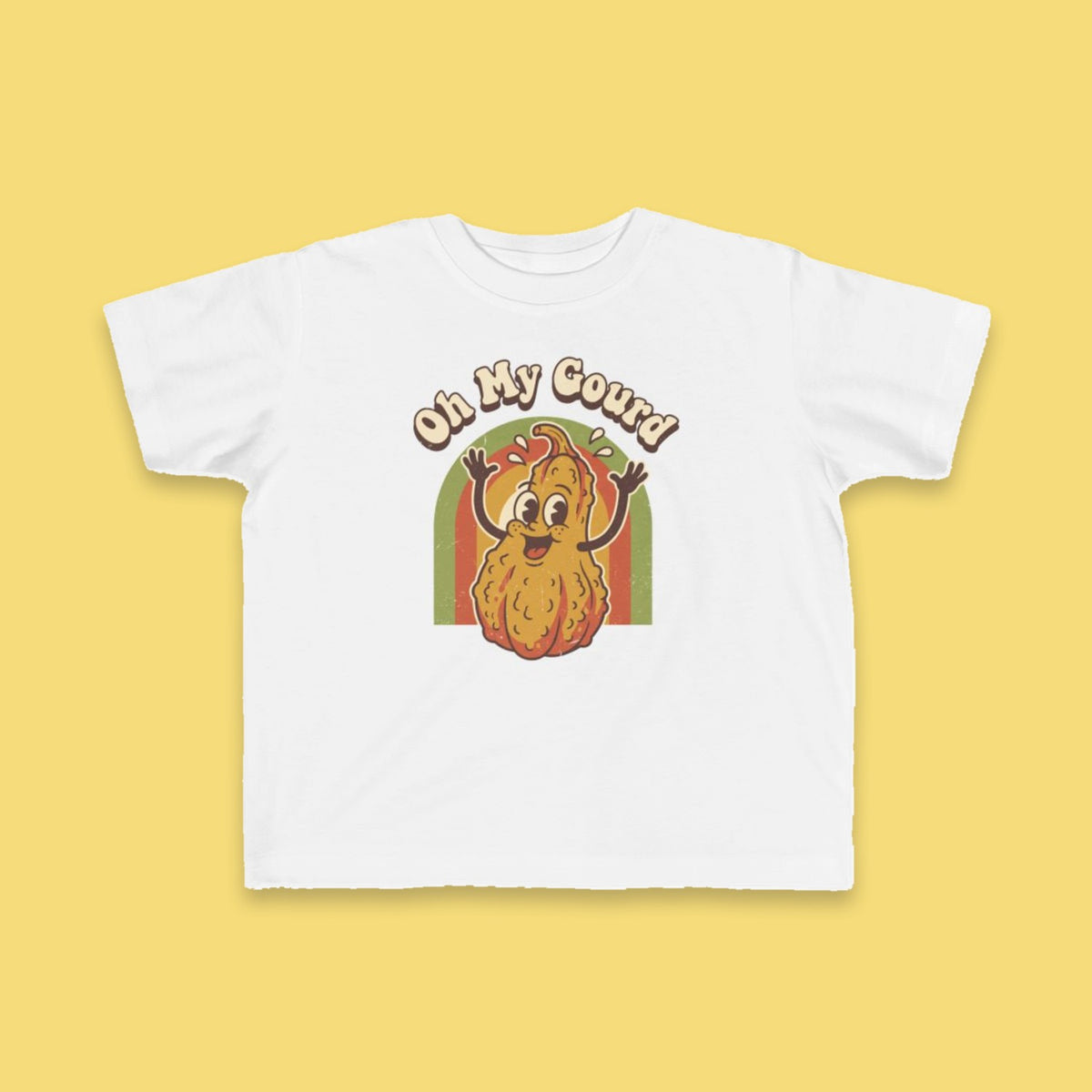 Oh My Gourd toddler tee – Flat on yellow background